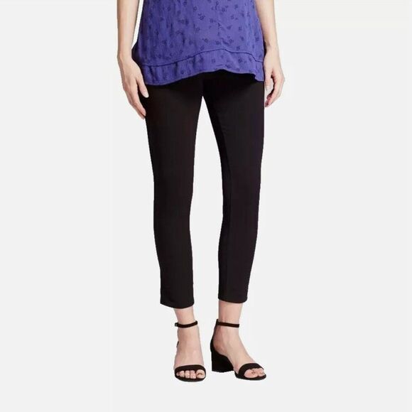 NWT ISABEL MATERNITY 6 Ankle Skinny Trouser Pants Solid BLK Inset Panel Stretch - Picture 1 of 14